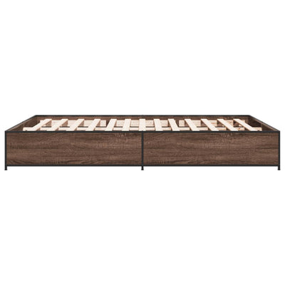 Sängynrunko ruskea tammi 135x190 cm tekninen puu ja metalli