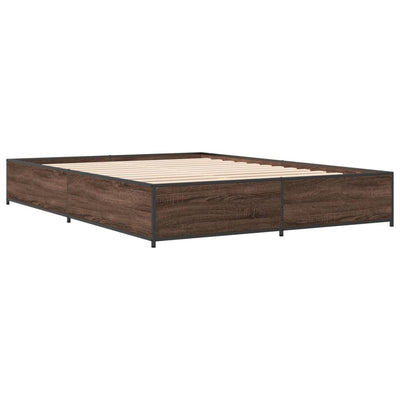 Sängynrunko ruskea tammi 135x190 cm tekninen puu ja metalli