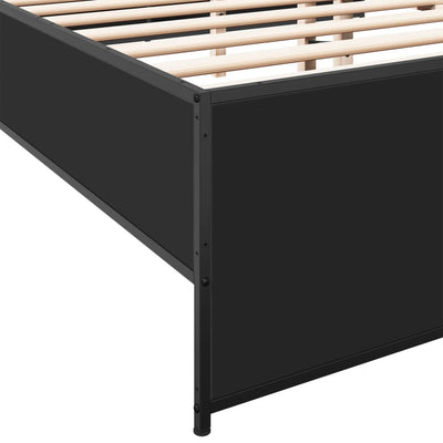 Sängynrunko musta 200x200 cm tekninen puu ja metalli