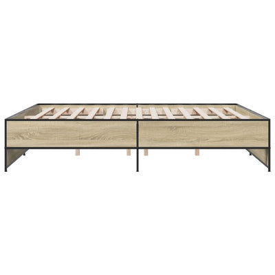 Sängynrunko Sonoma-tammi 200x200 cm tekninen puu ja metalli