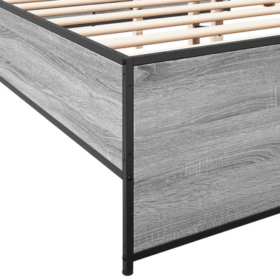 Sängynrunko harmaa Sonoma 200x200 cm tekninen puu ja metalli
