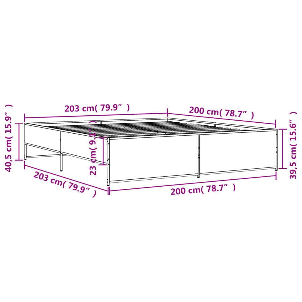 Ruskea sängynrunko Gargelomina 200x200cm (puinen ja metalli)