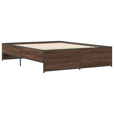 Sängynrunko ruskea tammi 150x200 cm tekninen puu ja metalli