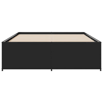 Sängynrunko musta 120x200 cm tekninen puu ja metalli