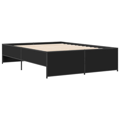 Sängynrunko musta 120x200 cm tekninen puu ja metalli