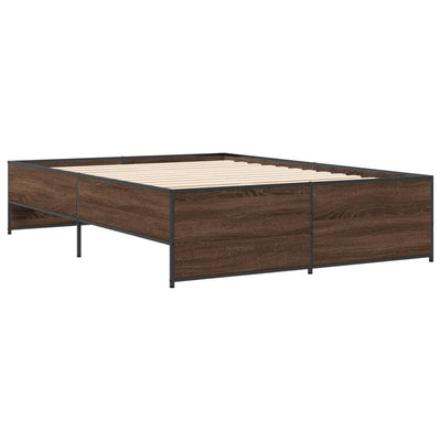 Sängynrunko ruskea tammi 120x200 cm tekninen puu ja metalli