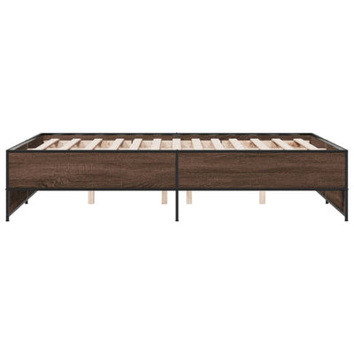 Sängynrunko ruskea tammi 120x200 cm tekninen puu ja metalli