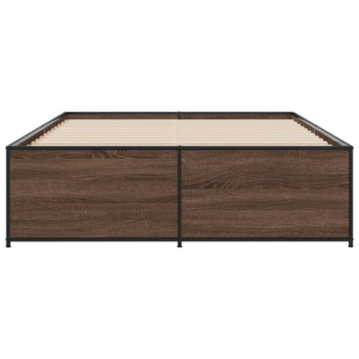 Sängynrunko ruskea tammi 135x190 cm tekninen puu ja metalli