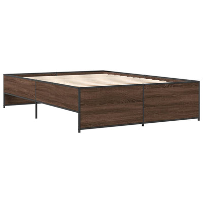 Sängynrunko ruskea tammi 135x190 cm tekninen puu ja metalli