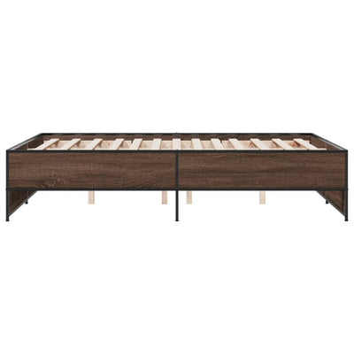 Sängynrunko ruskea tammi 120x190 cm tekninen puu ja metalli