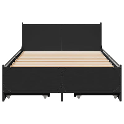 Sängynrunko laatikoilla musta 90x190 cm tekninen puu