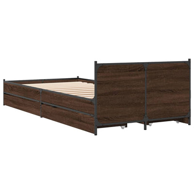 Sängynrunko laatikoilla ruskea tammi 100x200 cm tekninen puu