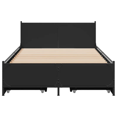 Sängynrunko laatikoilla musta 75x190 cm tekninen puu