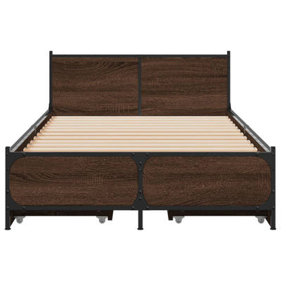 Sängynrunko laatikoilla ruskea tammi 75x190 cm tekninen puu