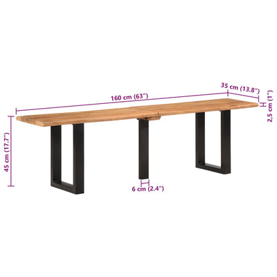 Penkki 160 cm täysi akasiapuu ja teräs