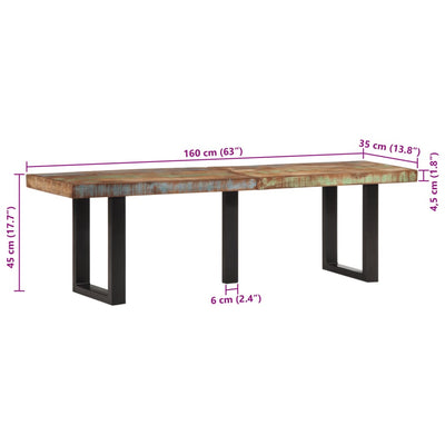 Penkki 160 cm kierrätetty täyspuu ja teräs