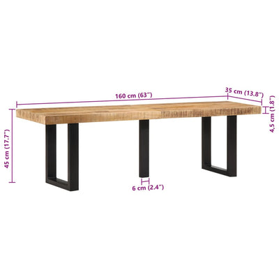 Penkki 160 cm täysi karkea mangopuu ja teräs