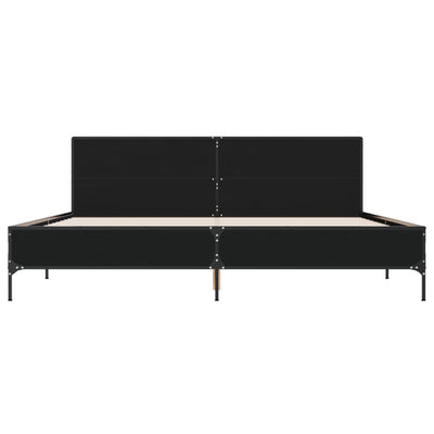 Sängynrunko musta 180x200 cm tekninen puu ja metalli