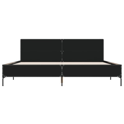 Sängynrunko musta 200x200 cm tekninen puu ja metalli