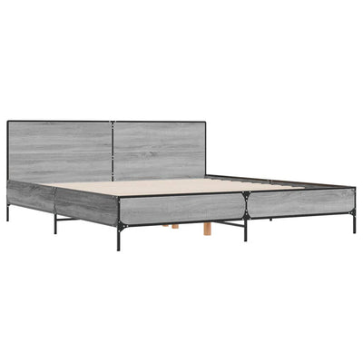 Sängynrunko harmaa Sonoma 200x200 cm tekninen puu ja metalli