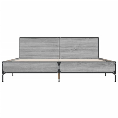 Sängynrunko harmaa Sonoma 200x200 cm tekninen puu ja metalli