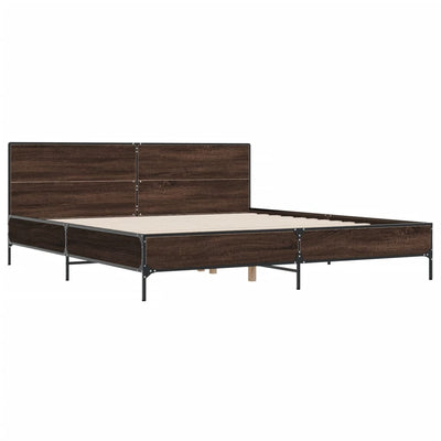 Sängynrunko ruskea tammi 200x200 cm tekninen puu ja metalli