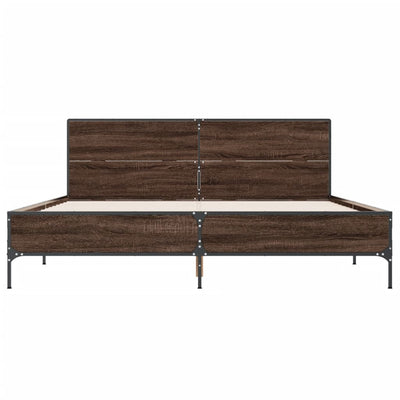 Sängynrunko ruskea tammi 140x190 cm tekninen puu ja metalli