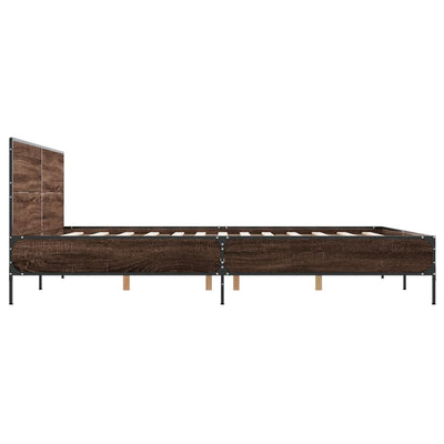 Sängynrunko ruskea tammi 140x190 cm tekninen puu ja metalli