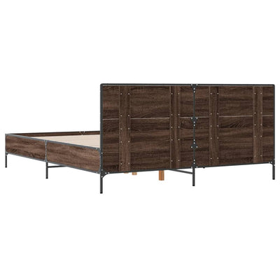Sängynrunko ruskea tammi 140x190 cm tekninen puu ja metalli