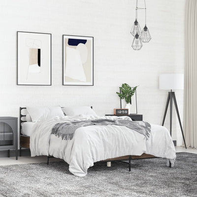 Ruskea sängynrunko Evghenie 120x200cm (puinen ja metalli)