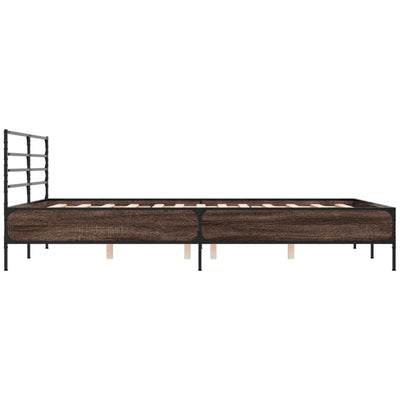 Sängynrunko ruskea tammi 150x200 cm tekninen puu ja metalli