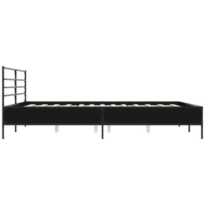Sängynrunko musta 200x200 cm tekninen puu ja metalli