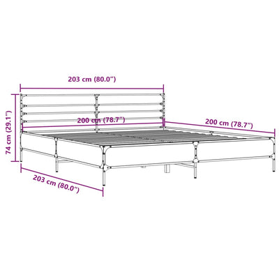 Sängynrunko musta 200x200 cm tekninen puu ja metalli
