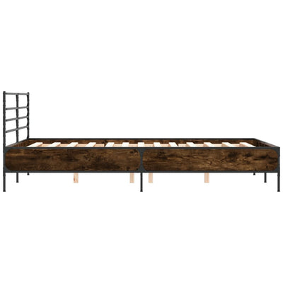 Sängynrunko ruskea tammi 135x190 cm tekninen puu ja metalli