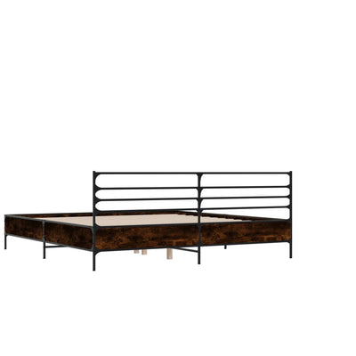Sängynrunko ruskea tammi 135x190 cm tekninen puu ja metalli