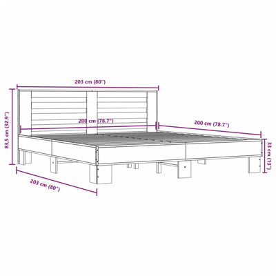 Sängynrunko Sonoma-tammi 200x200 cm tekninen puu ja metalli