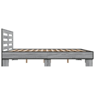Sängynrunko harmaa Sonoma 200x200 cm tekninen puu ja metalli