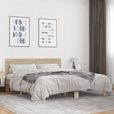 Sängynrunko Sonoma-tammi 200x200 cm tekninen puu ja metalli