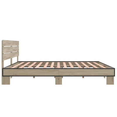 Sängynrunko Sonoma-tammi 200x200 cm tekninen puu ja metalli