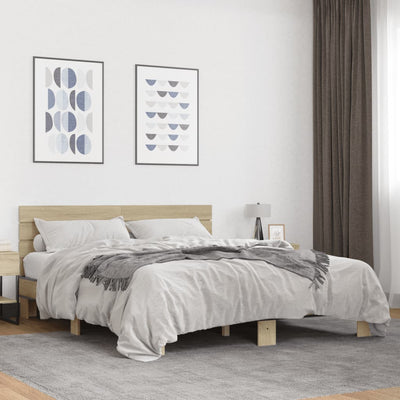 Sängynrunko Sonoma-tammi 150x200 cm tekninen puu ja metalli