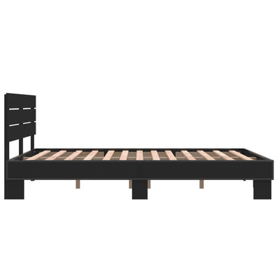 Sängynrunko musta 120x200 cm tekninen puu ja metalli