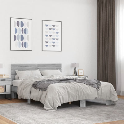 Sängynrunko harmaa Sonoma 120x200 cm tekninen puu ja metalli