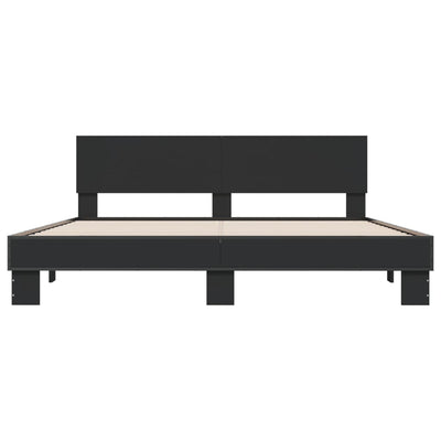 Sängynrunko musta 200x200 cm tekninen puu ja metalli