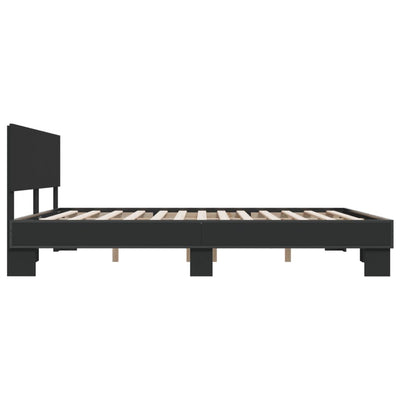 Sängynrunko musta 200x200 cm tekninen puu ja metalli