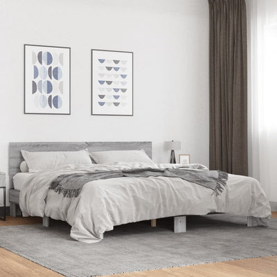 Sängynrunko harmaa Sonoma 180x200 cm tekninen puu ja metalli