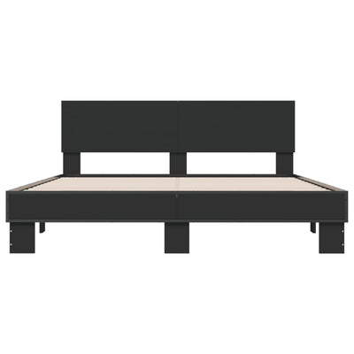 Sängynrunko musta 150x200 cm tekninen puu ja metalli