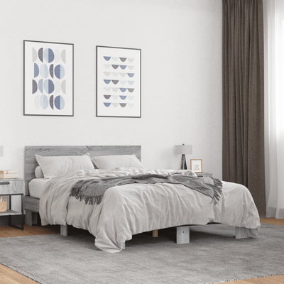 Sängynrunko harmaa Sonoma 120x200 cm tekninen puu ja metalli