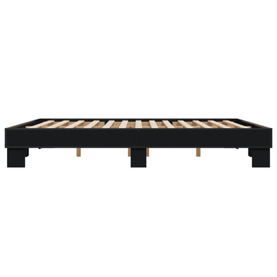 Sängynrunko musta 200x200 cm tekninen puu ja metalli