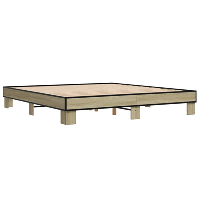 Sängynrunko Sonoma-tammi 200x200 cm tekninen puu ja metalli