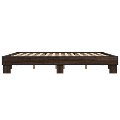 Sängynrunko ruskea tammi 200x200 cm tekninen puu ja metalli